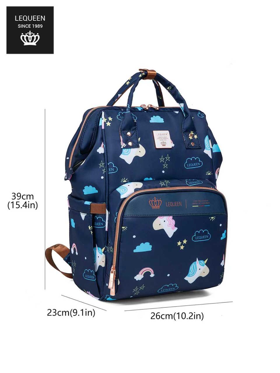 LEQUEEN Gen 8 Classic Diaper Backpack - Navy Cloud Print
