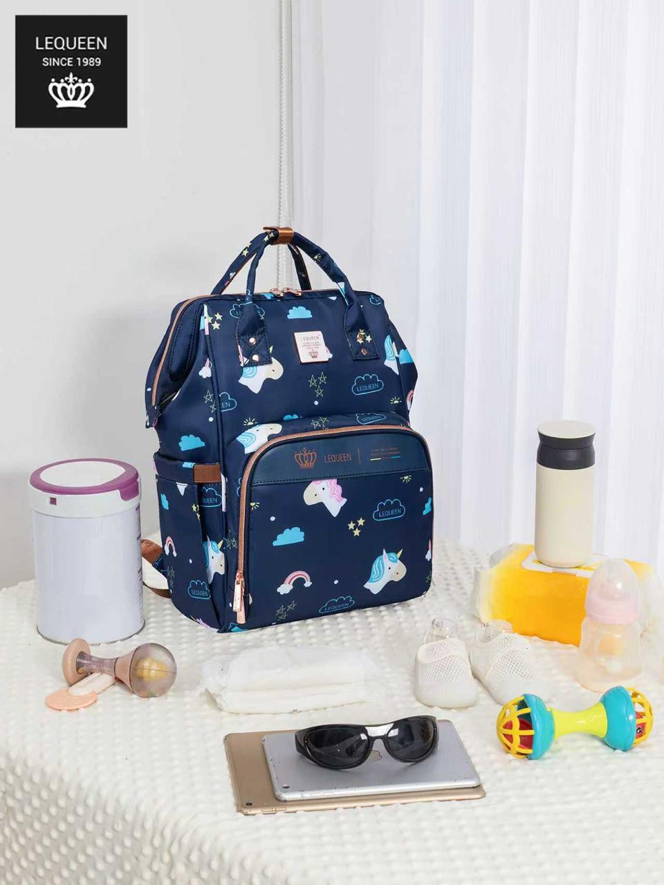 LEQUEEN Gen 8 Classic Diaper Backpack - Navy Cloud Print