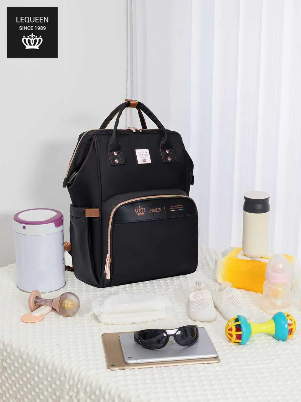 LEQUEEN Gen 8 Classic Diaper Backpack - Black