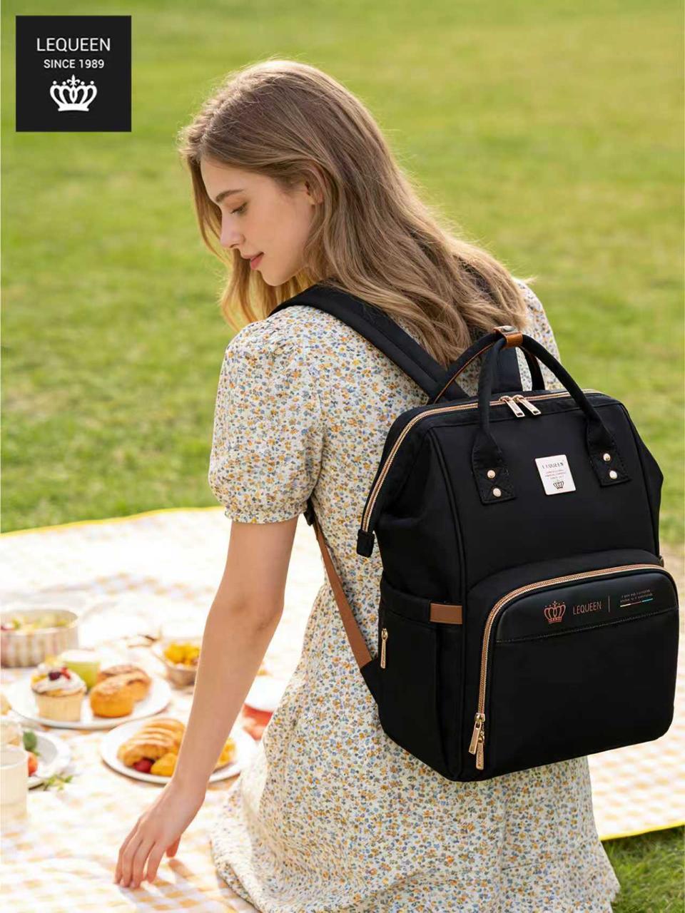 LEQUEEN Gen 8 Classic Diaper Backpack - Black
