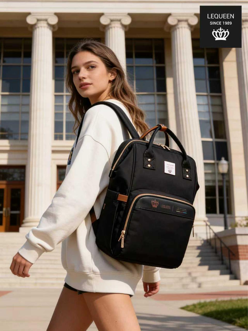 LEQUEEN Gen 8 Classic Diaper Backpack - Black