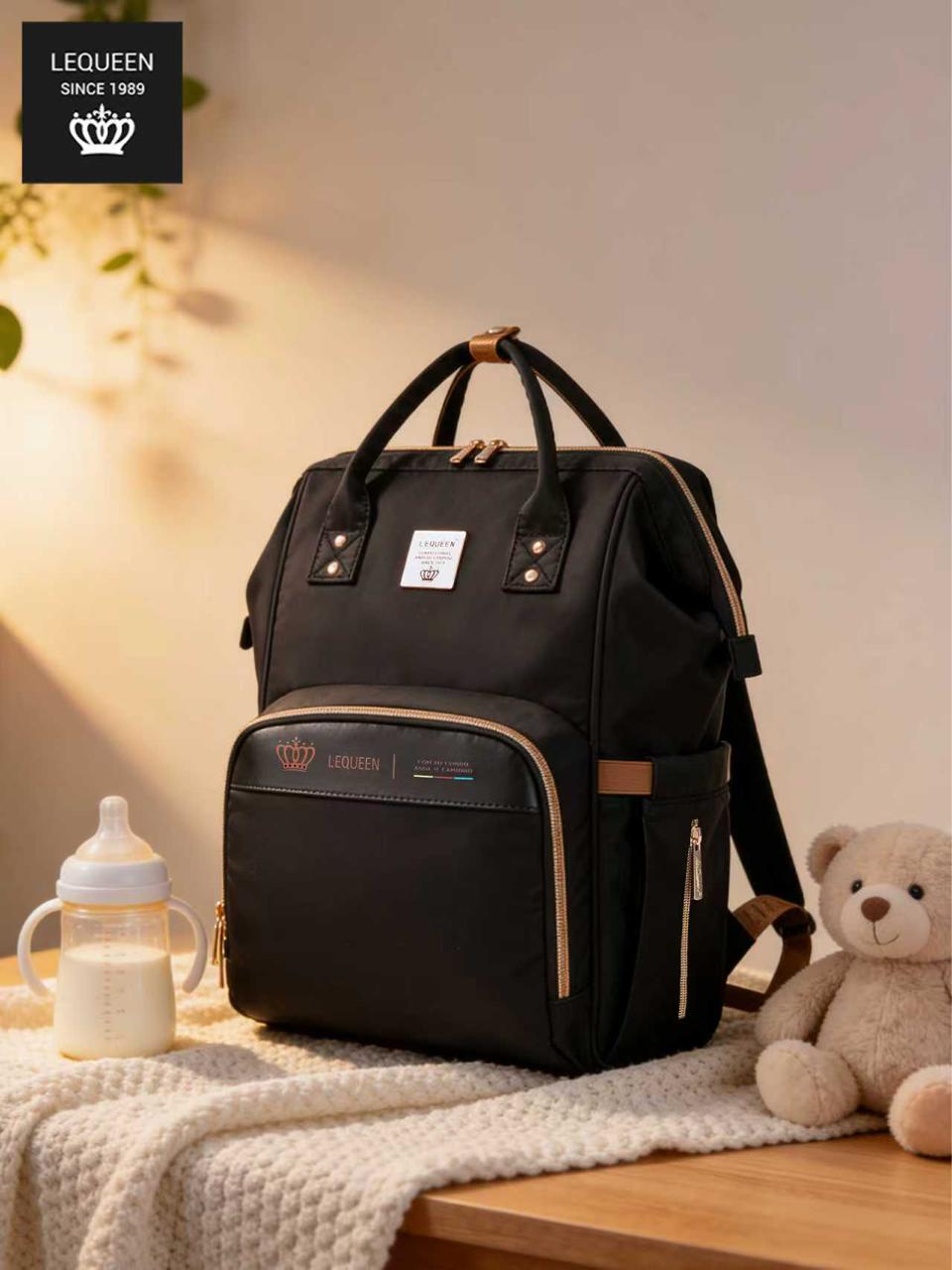 LEQUEEN Gen 8 Classic Diaper Backpack - Black