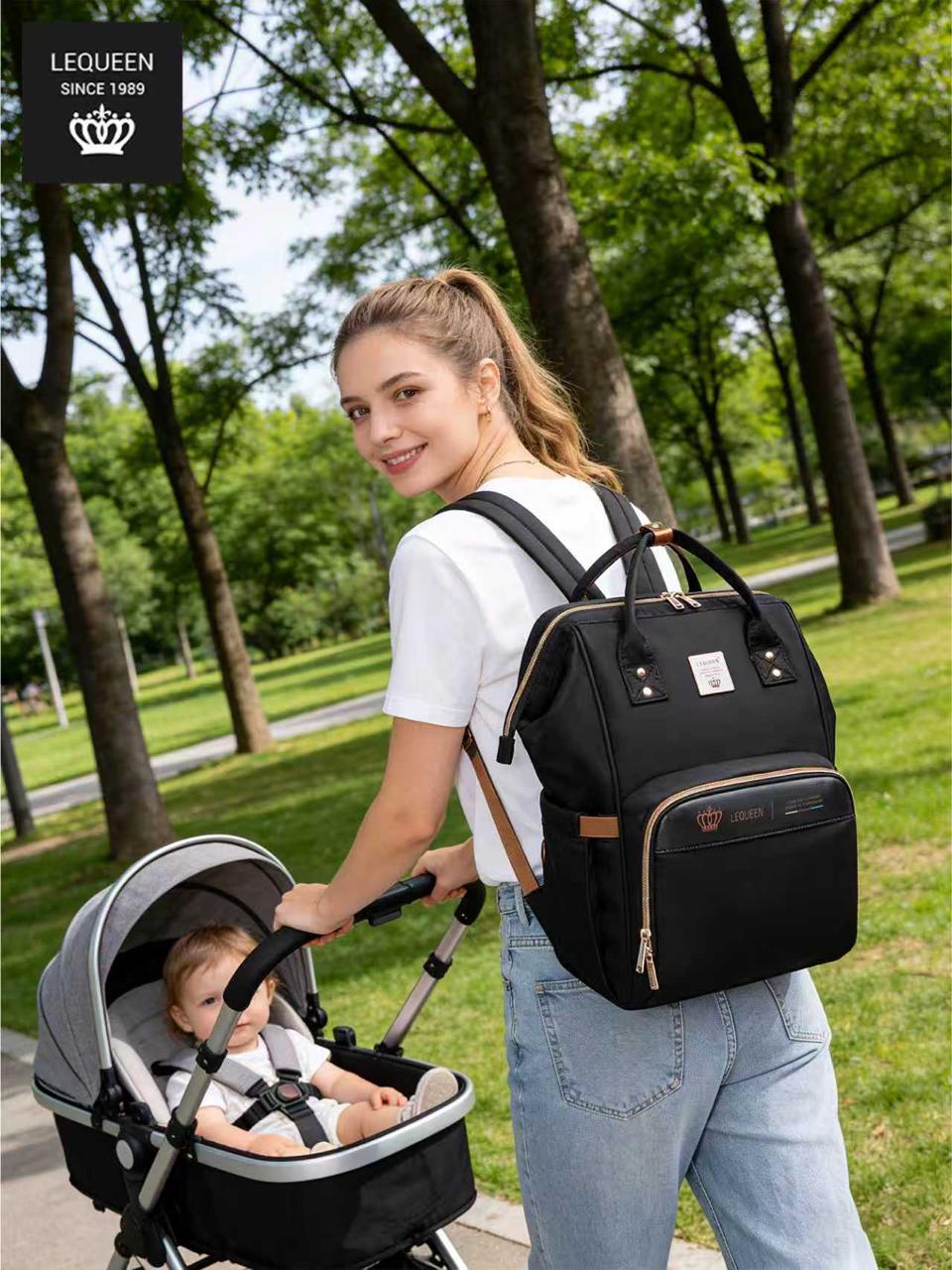 LEQUEEN Gen 8 Classic Diaper Backpack - Black