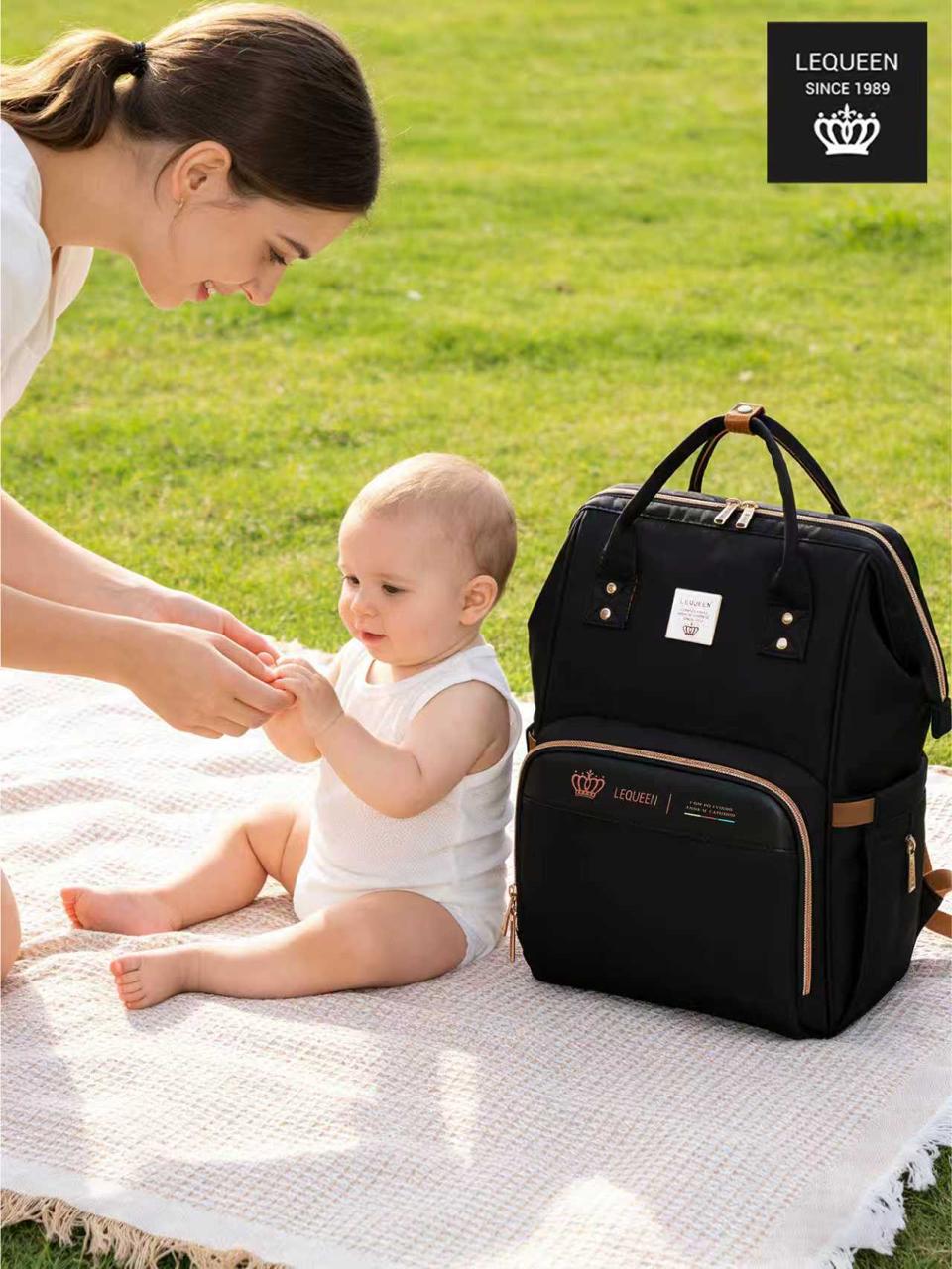LEQUEEN Gen 8 Classic Diaper Backpack - Black