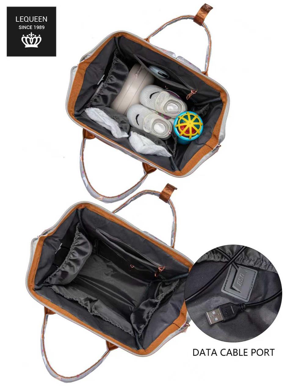 LEQUEEN Gen 8 Classic Diaper Backpack - Grey Unicorn Print
