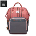 LEQUEEN Gen 8 Classic Diaper Backpack - Coral Pinstripe with Grey Base