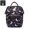 LEQUEEN Gen 8 Classic Diaper Backpack - Black Unicorn Print
