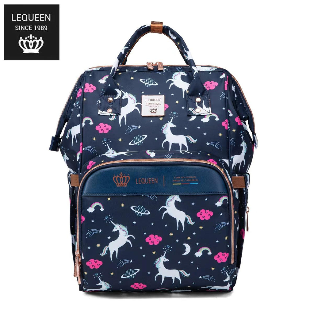 LEQUEEN Gen 8 Classic Diaper Backpack - Navy Unicorn Print