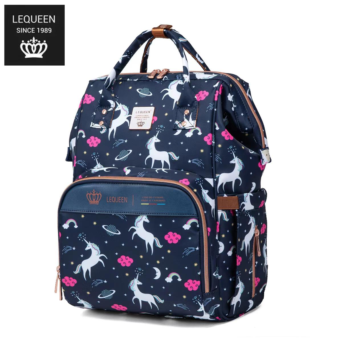 LEQUEEN Gen 8 Classic Diaper Backpack - Navy Unicorn Print
