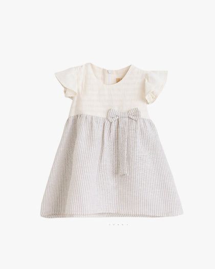 Girls Elegant Ruffle Bow Dress