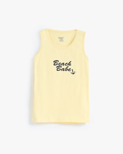Boys Graphic Print Cotton Vest - Beach Babe Anchor Slogan