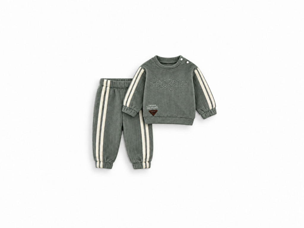Boys' Arizona Side-Stripe Velour Set - Sage