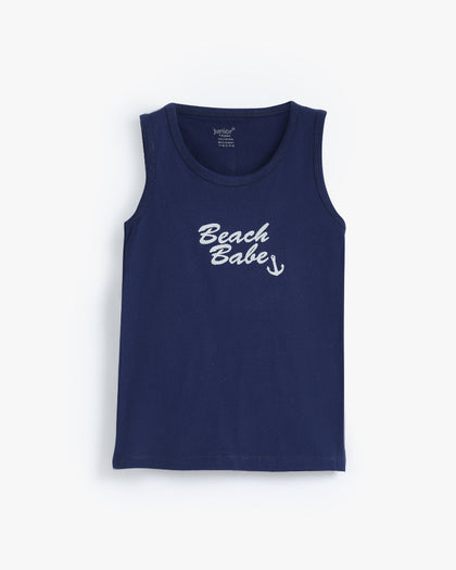 Boys Graphic Print Cotton Vest - Beach Babe Sleeveless Top