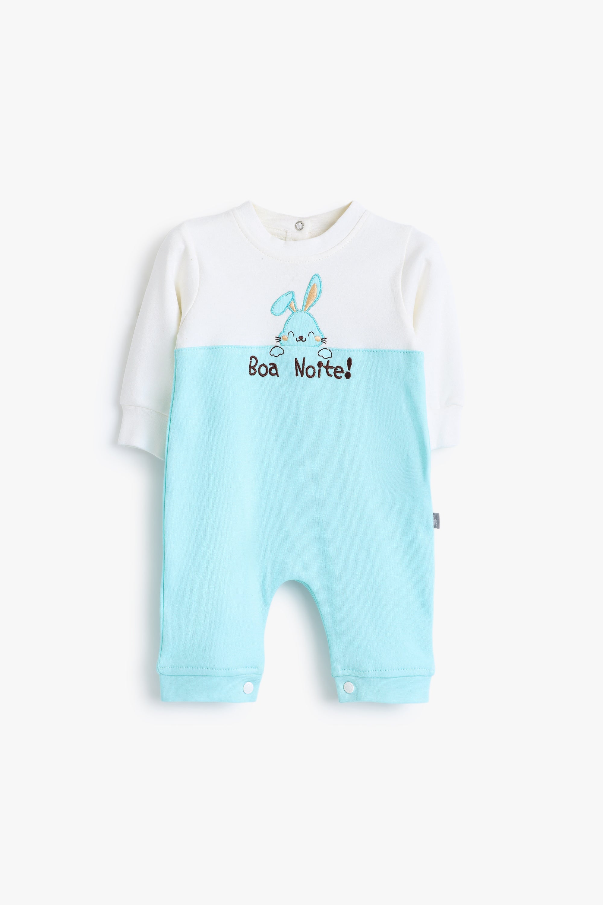 Junior Mr Bunny Colourblock Romper - Ivory & Aqua