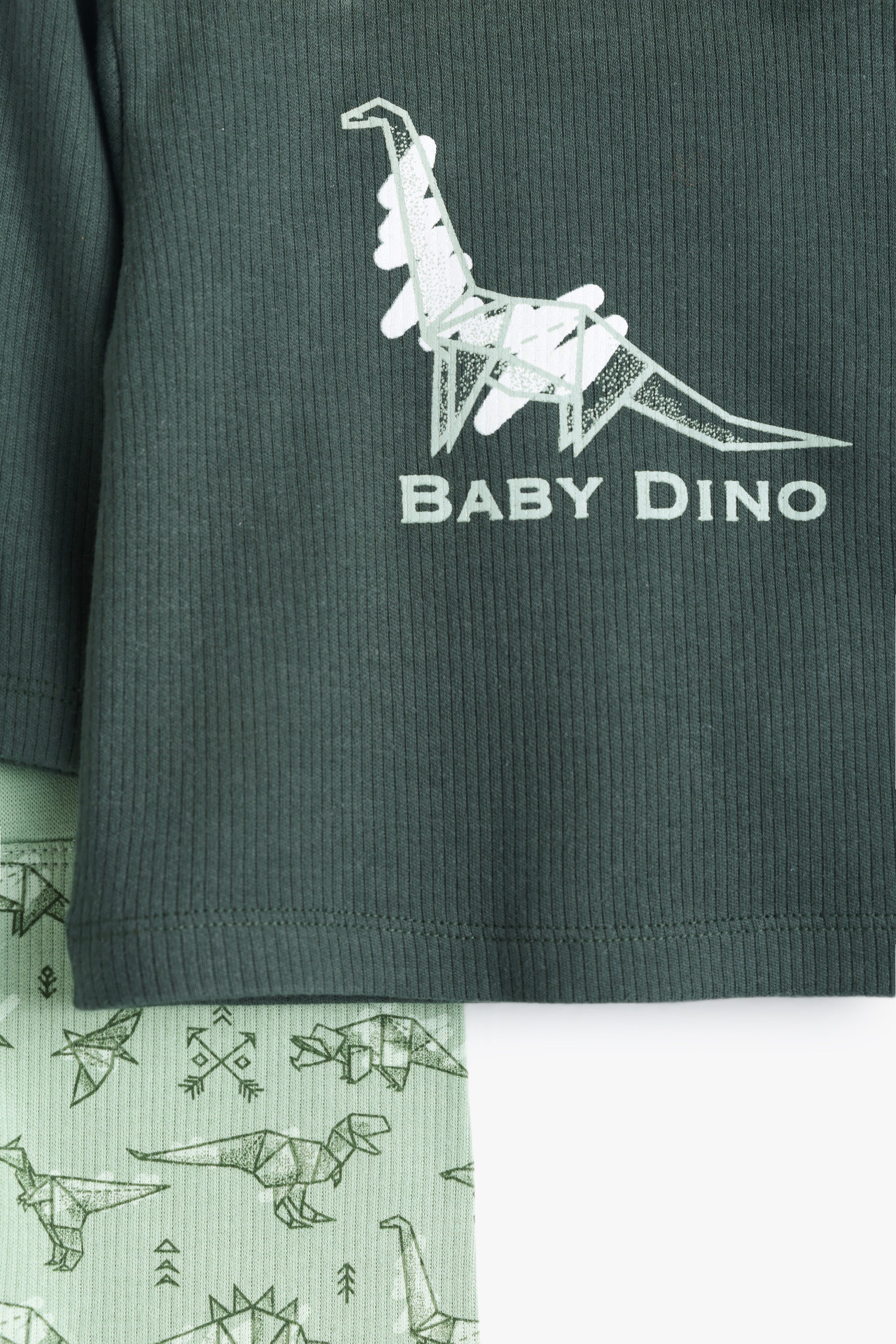 Junior Baby Dino Top & Footed Bottom Set - Forest & Sage