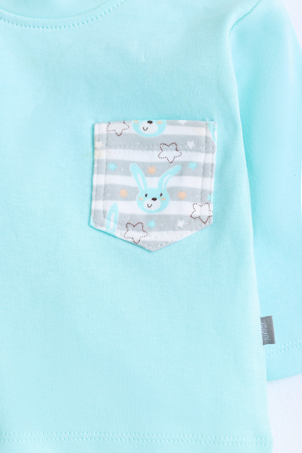 Junior Mr Bunny Pocket Top & Footed Bottom Set - Aqua