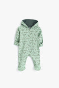 Junior Baby Dino Hooded Footed Sleepsuit - Sage
