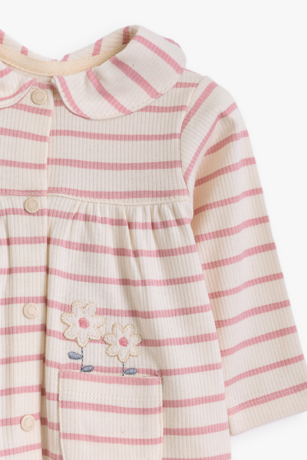 Junior Little Petal Collared Top & Legging Set - Pink Stripe