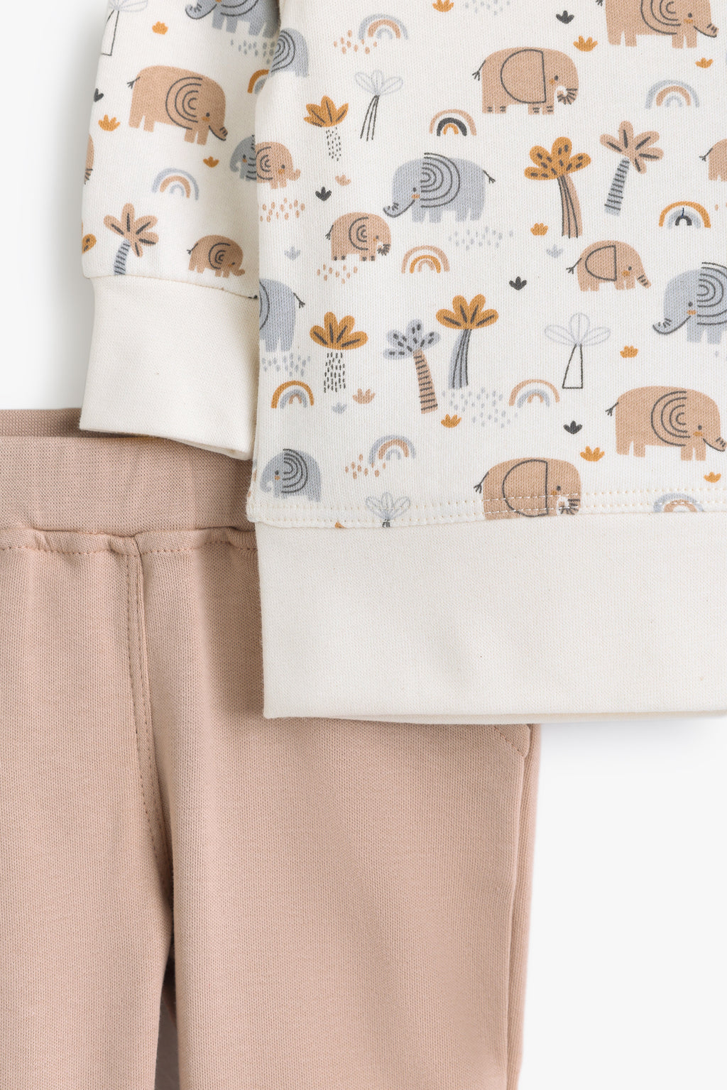 Junior Baby Ele Sweatshirt & Jogger Set - Ivory & Blush