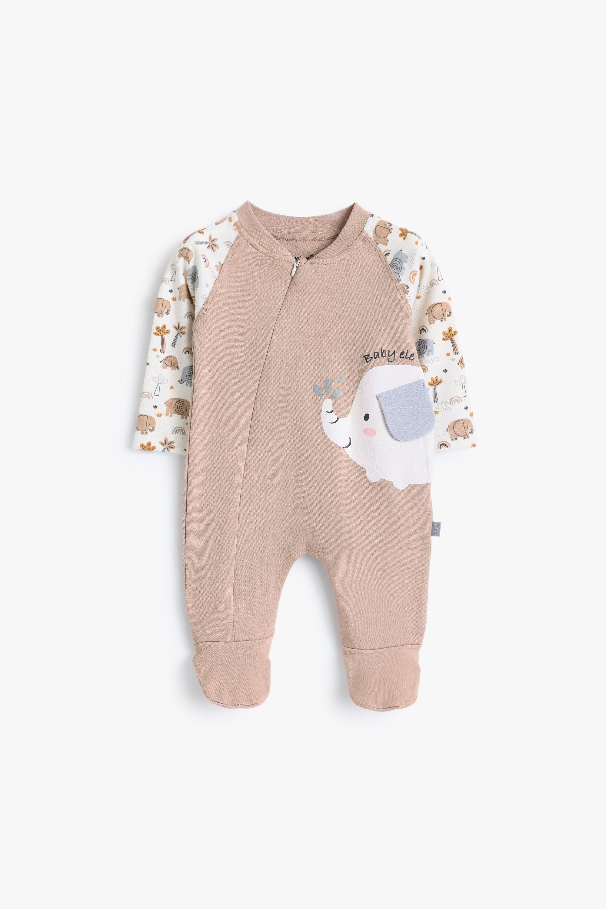Junior Baby Ele Footed Zip Sleepsuit - Blush