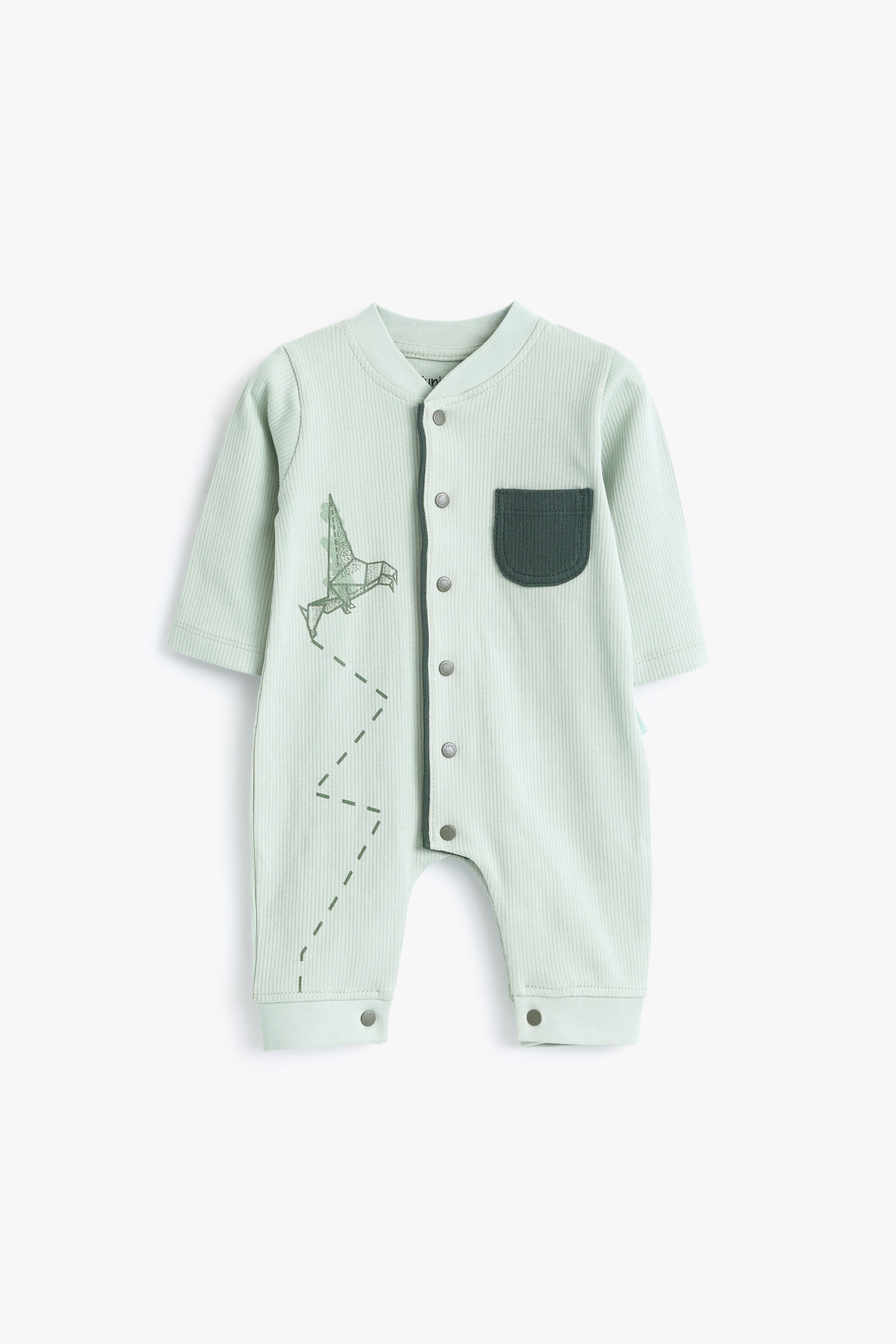 Junior Baby Dino Ribbed Romper - Sage