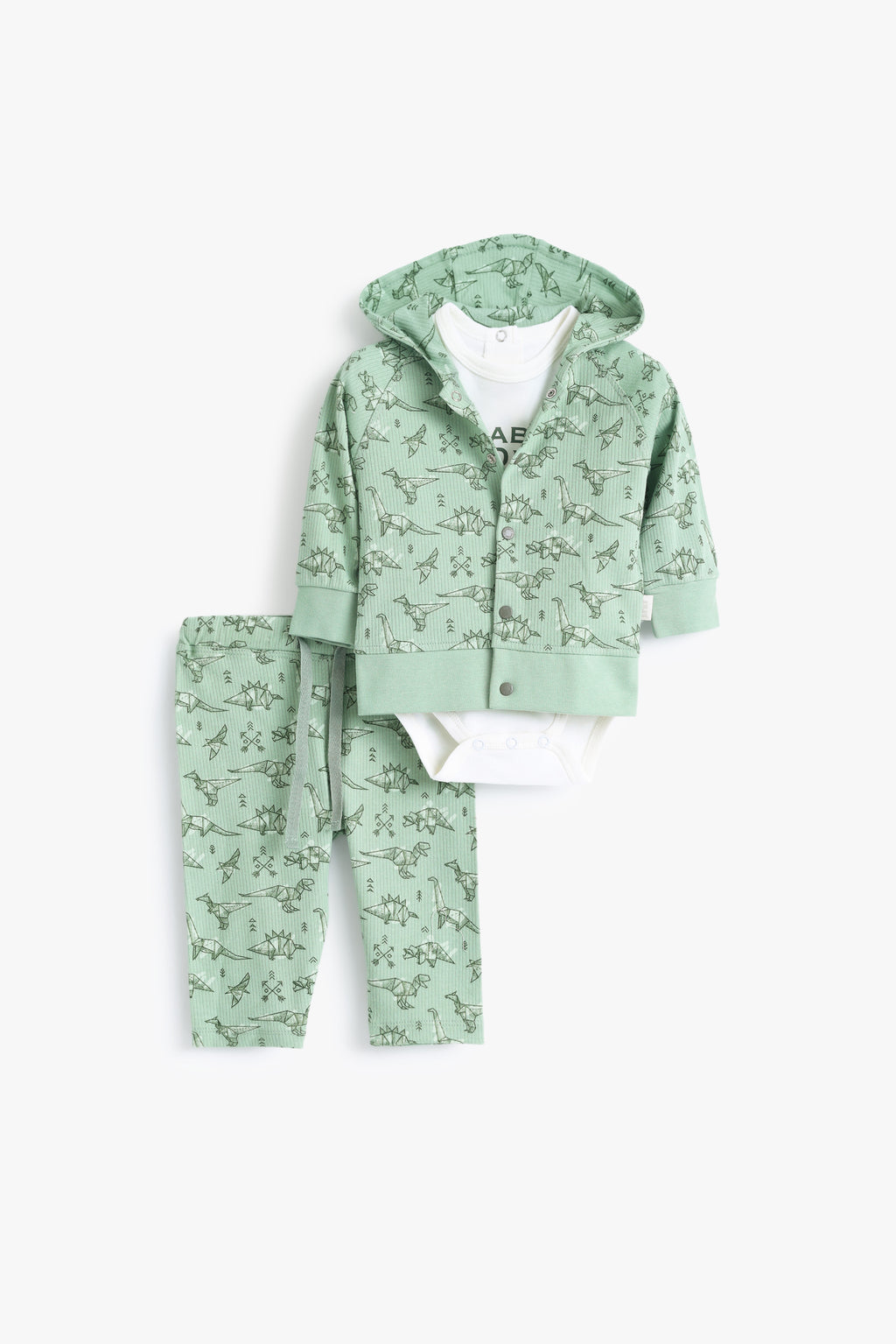 Junior Baby Dino 3-Piece Printed Set - Sage