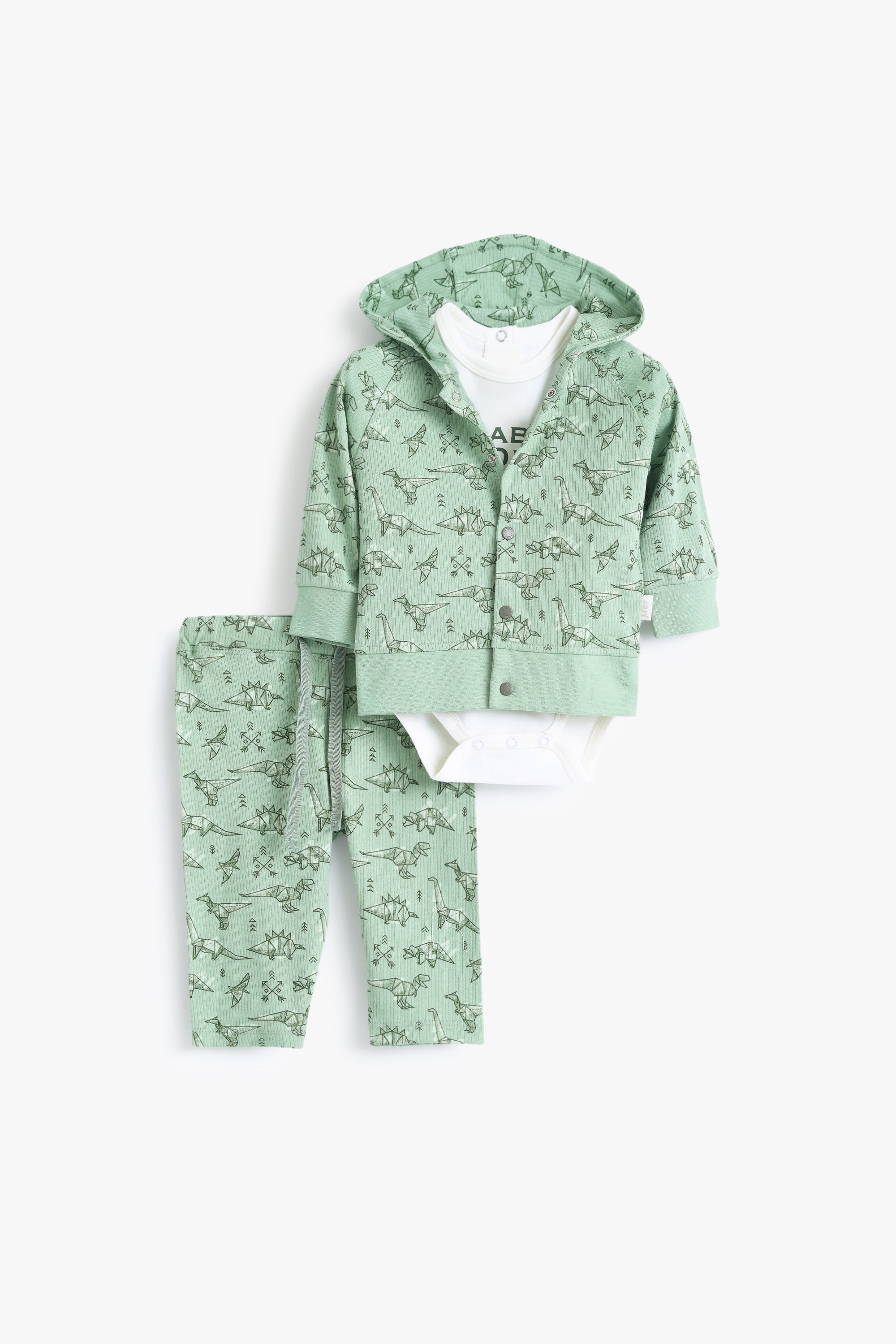 Junior Baby Dino 3-Piece Printed Set - Sage