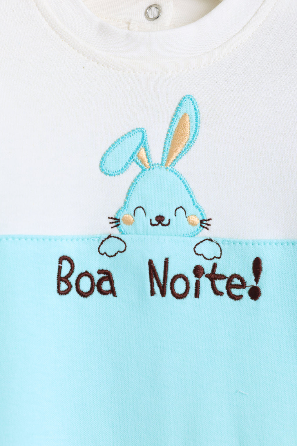 Junior Mr Bunny Colourblock Romper - Ivory & Aqua