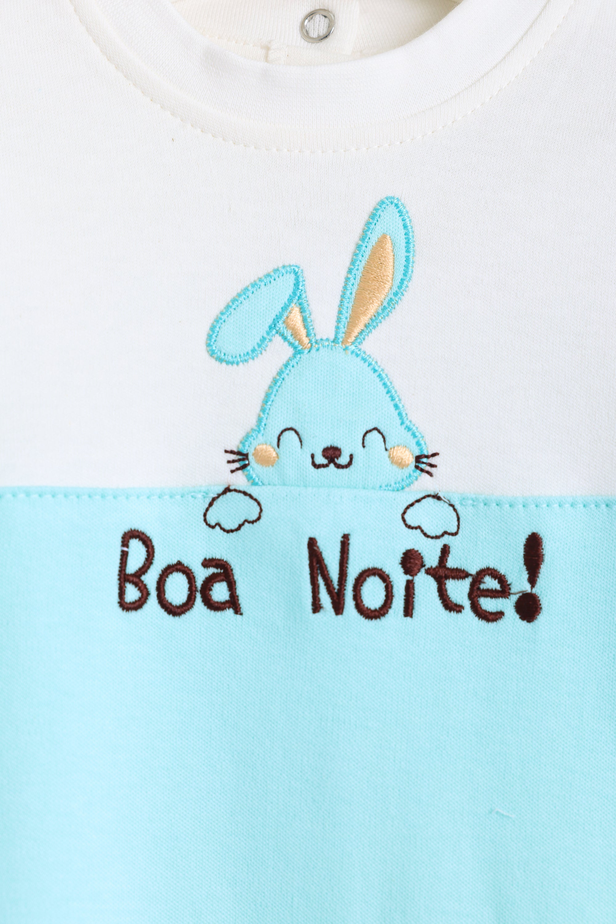 Junior Mr Bunny Colourblock Romper - Ivory & Aqua