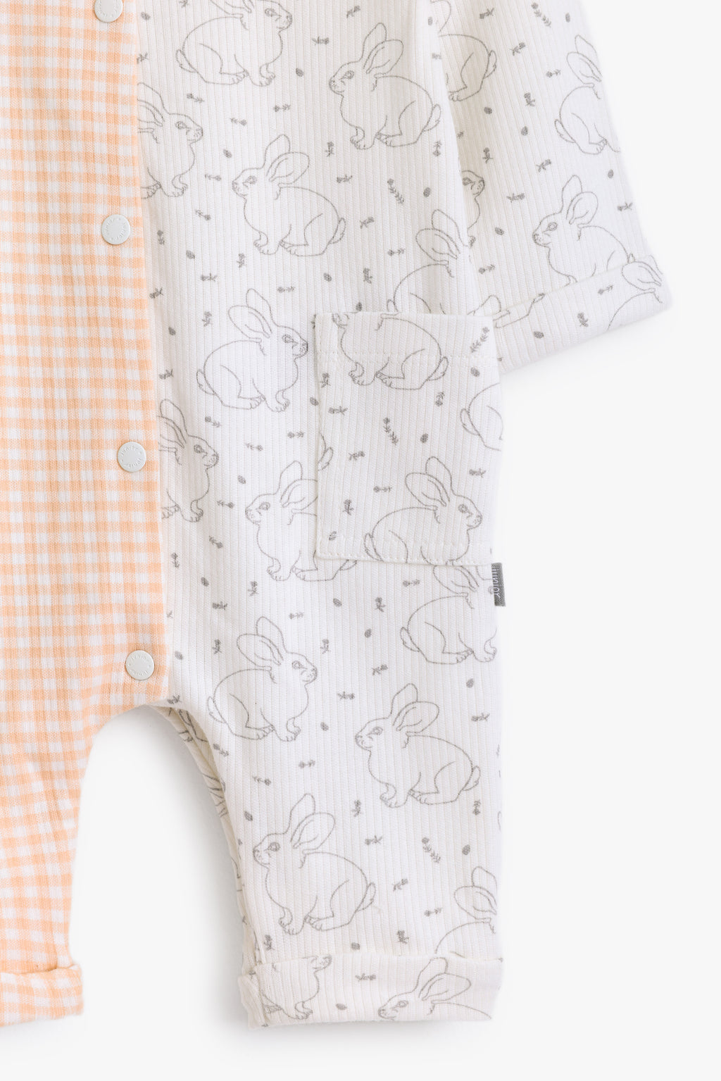 Junior Hello Bunny Colourblock Romper - Apricot Gingham