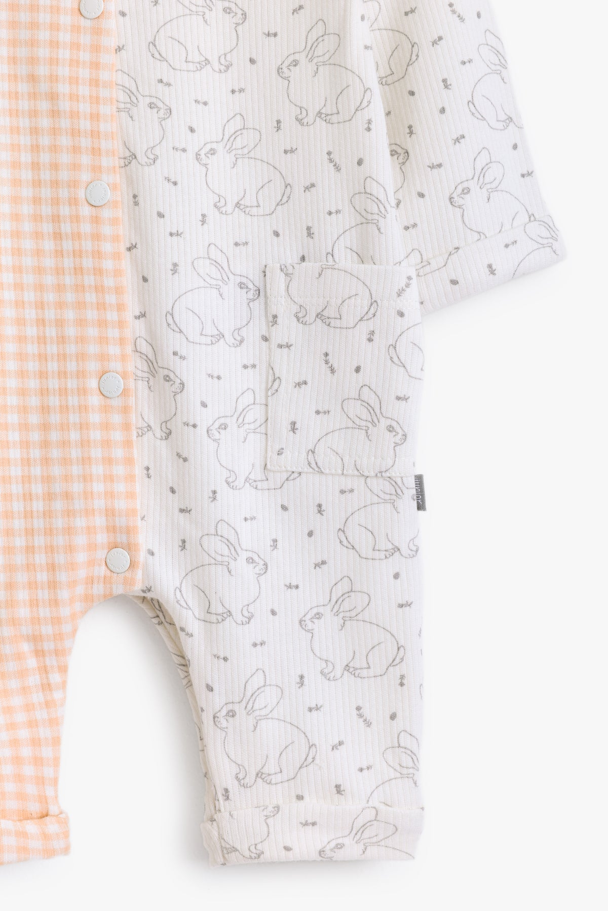 Junior Hello Bunny Colourblock Romper - Apricot Gingham