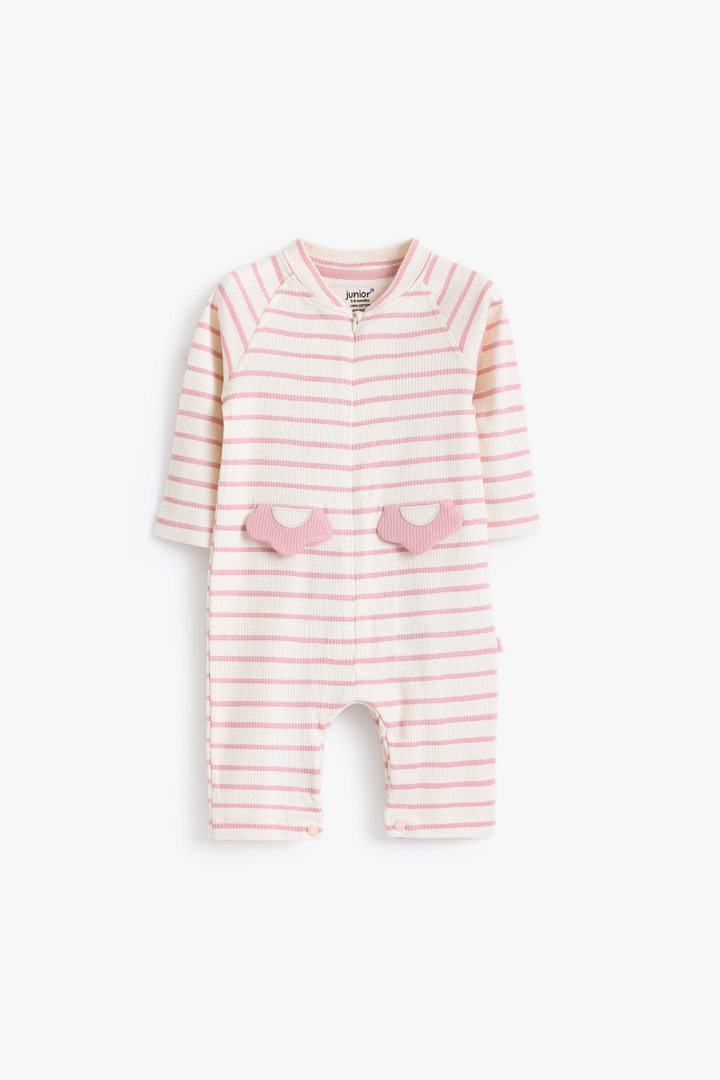 Junior Little Petal Striped Footed Sleepsuit - Pink Stripe