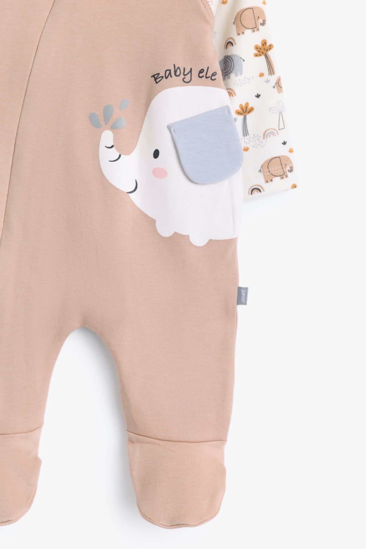 Junior Baby Ele Footed Zip Sleepsuit - Blush