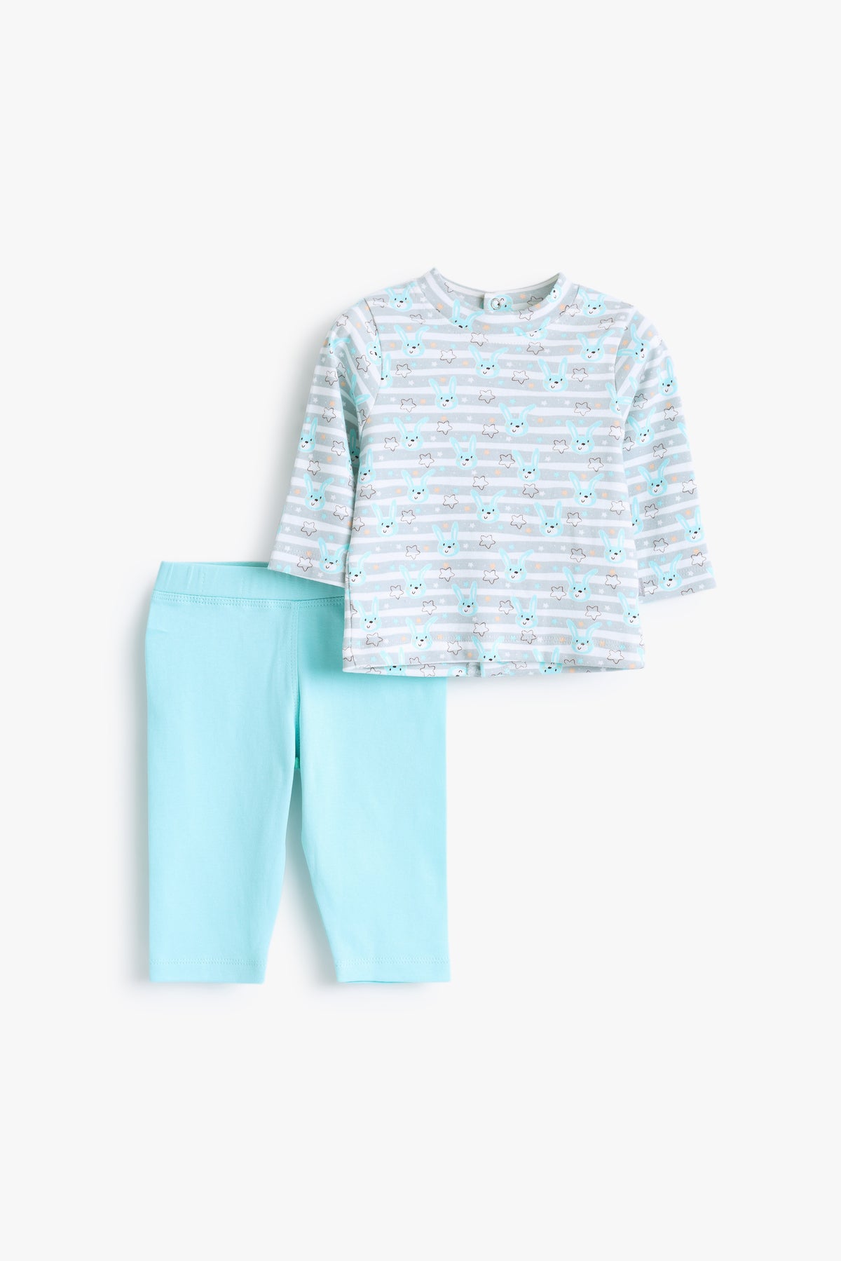 Junior Mr Bunny Top & Legging Set - Aqua Stripe