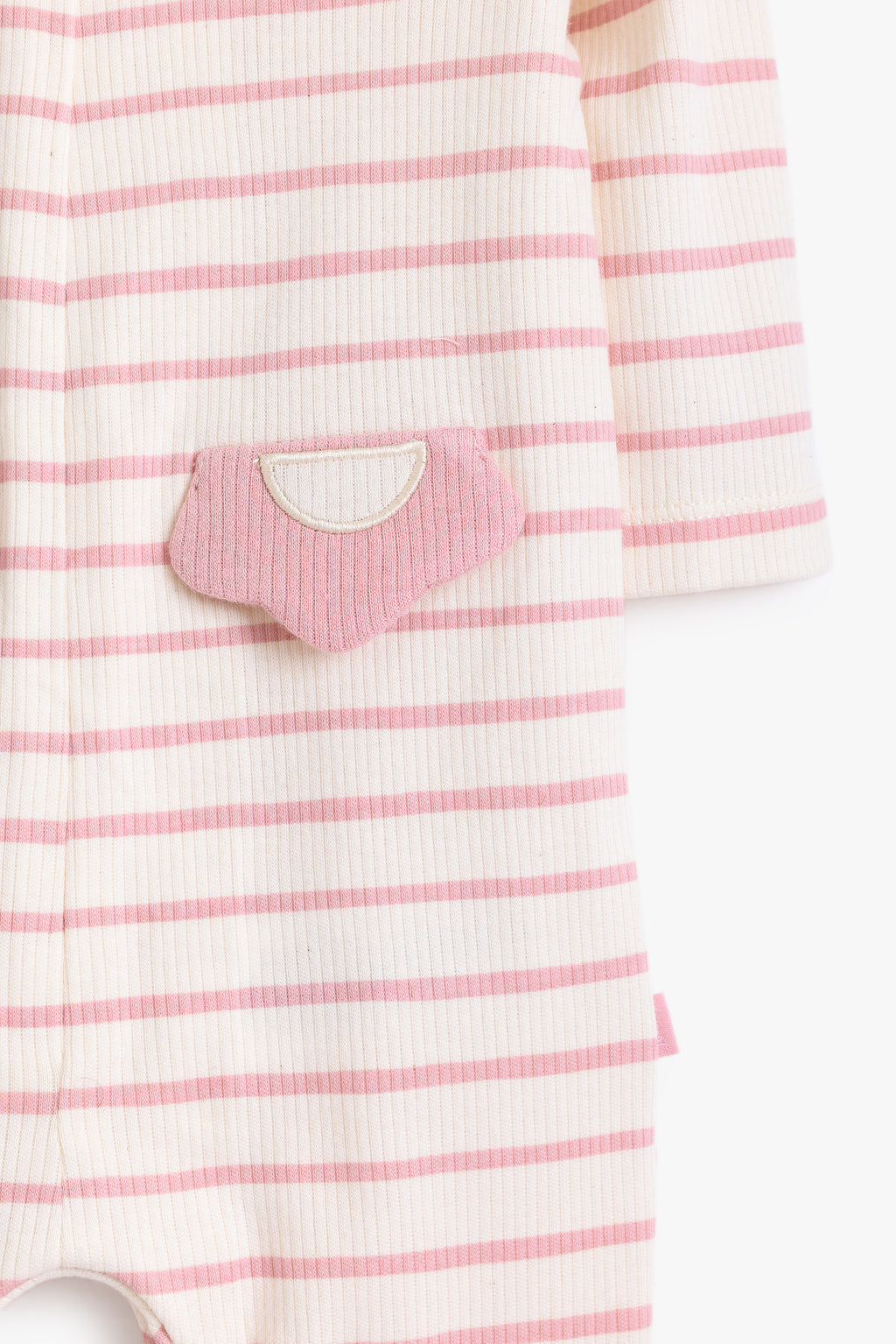 Junior Little Petal Striped Footed Sleepsuit - Pink Stripe