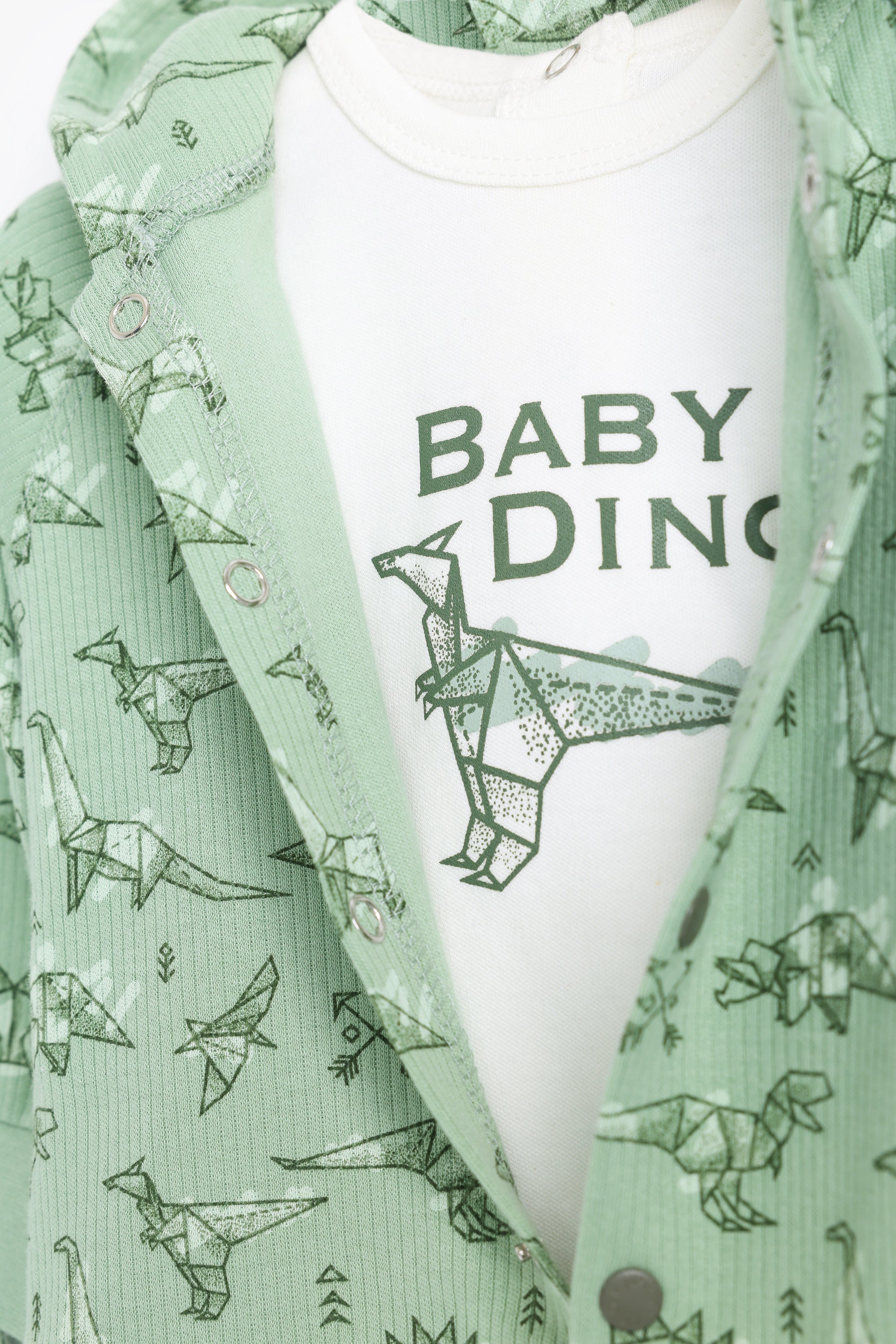 Junior Baby Dino 3-Piece Printed Set - Sage
