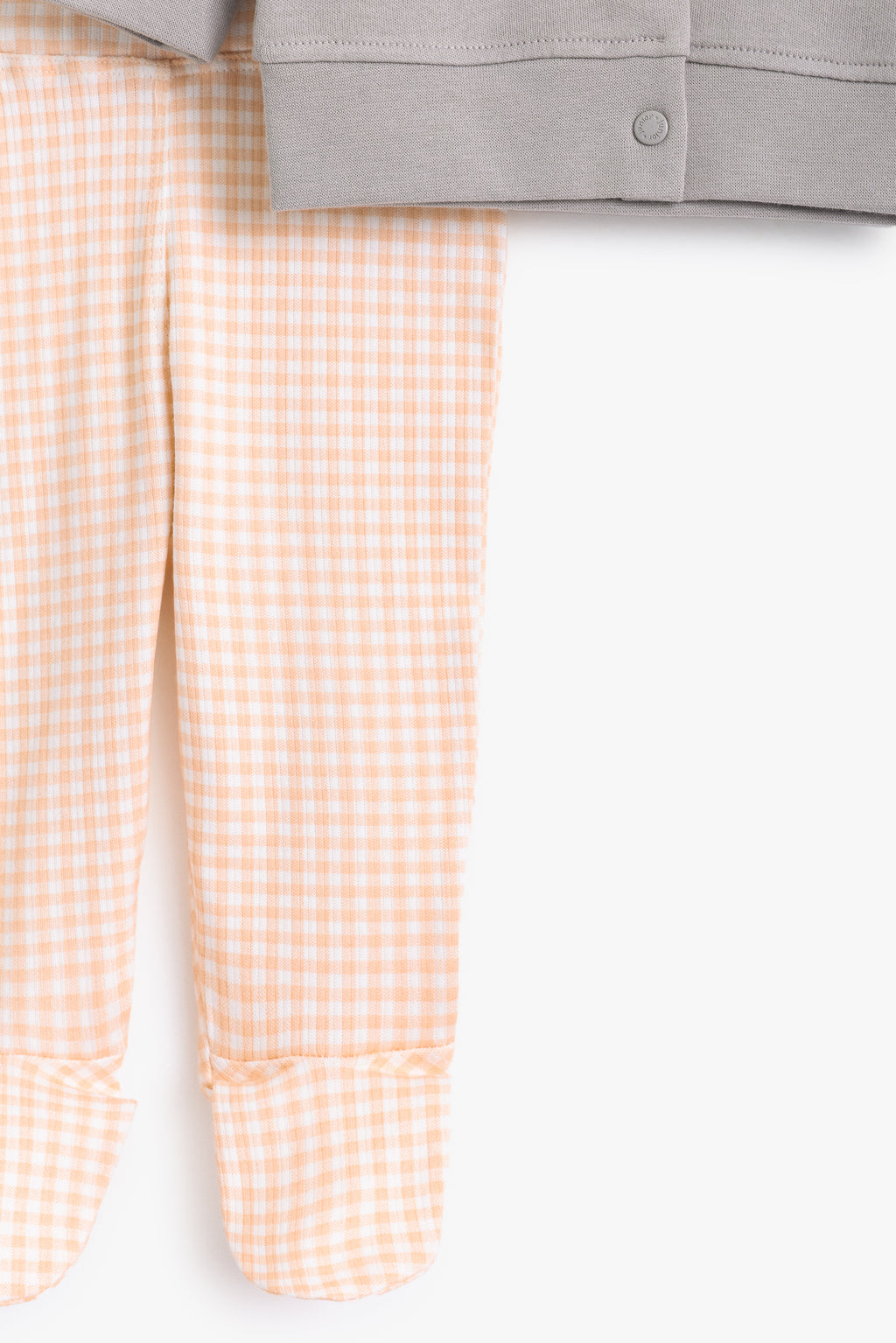 Junior Hello Bunny Popper Top & Footed Bottom Set - Grey & Apricot