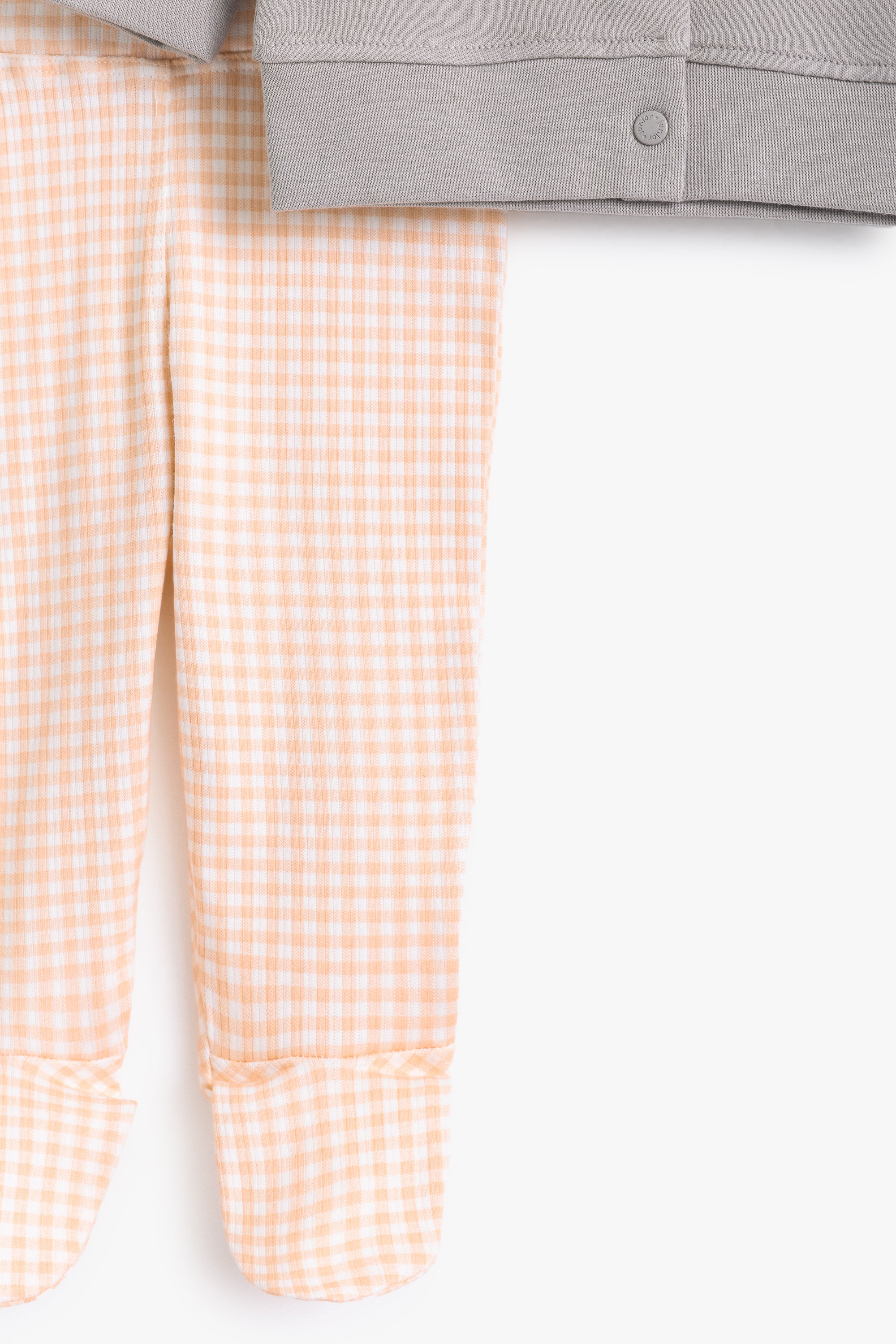 Junior Hello Bunny Popper Top & Footed Bottom Set - Grey & Apricot