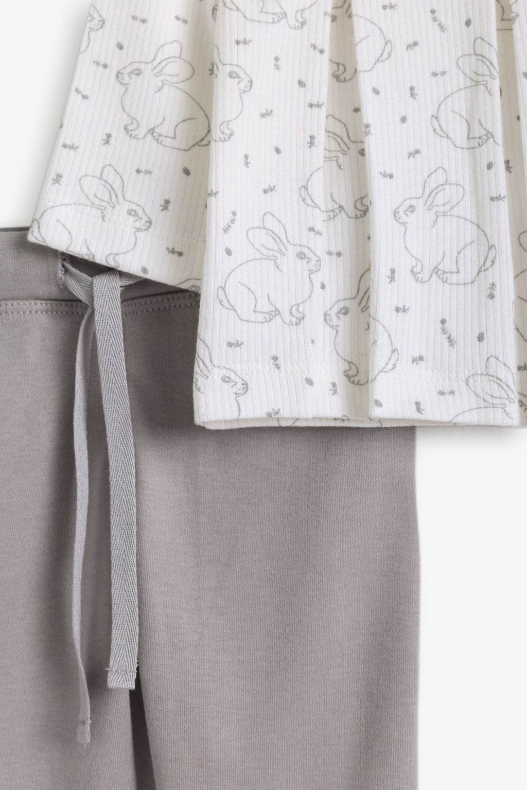 Junior Hello Bunny Peplum Top & Legging Set - Ivory & Grey