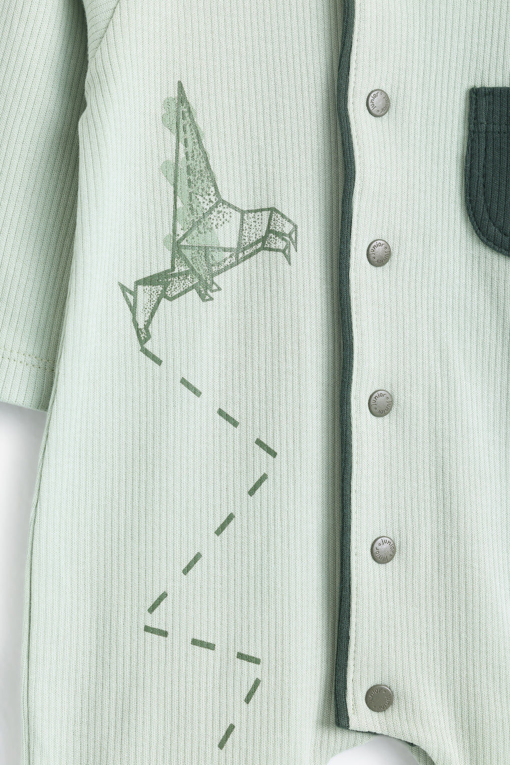 Junior Baby Dino Ribbed Romper - Sage