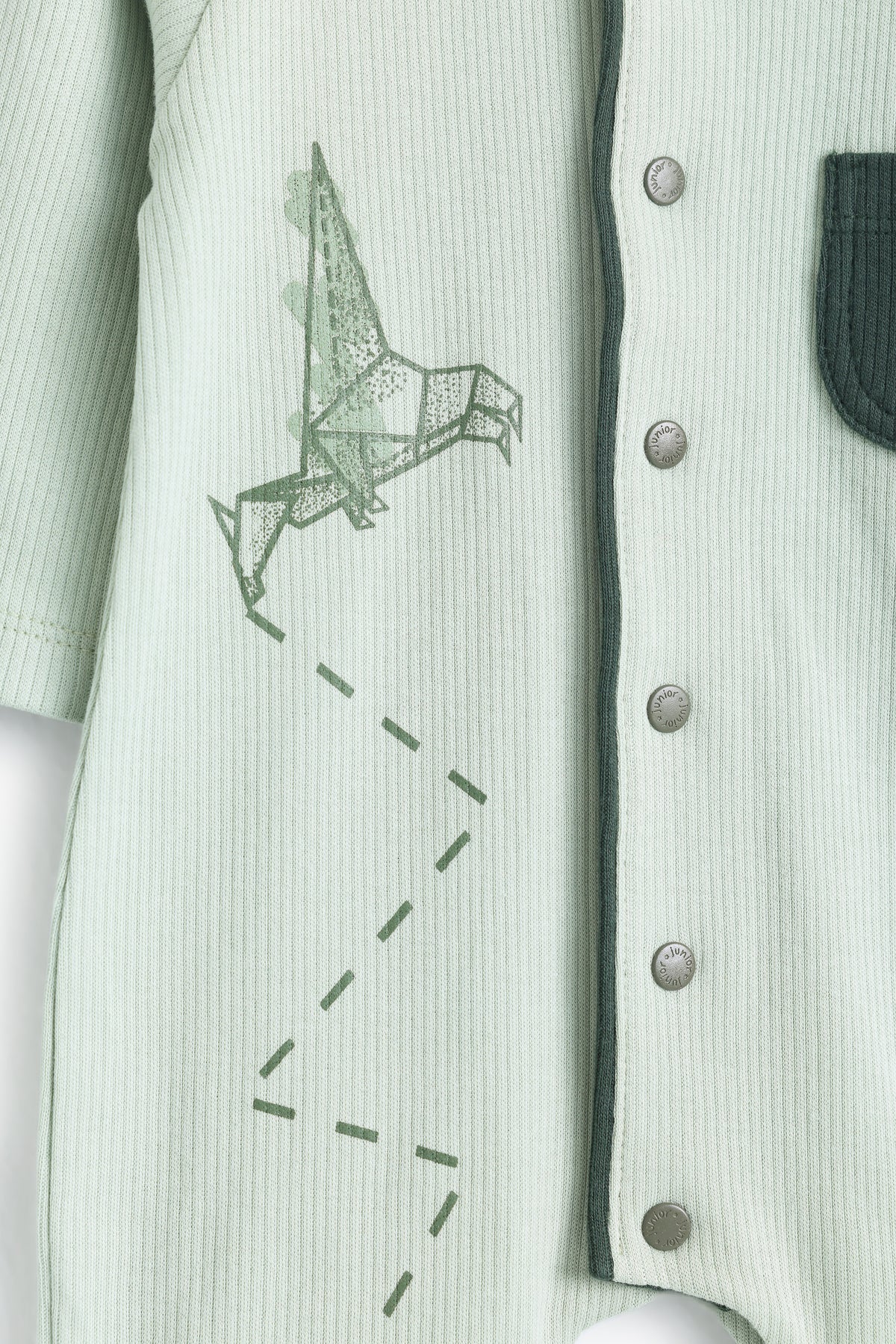 Junior Baby Dino Ribbed Romper - Sage