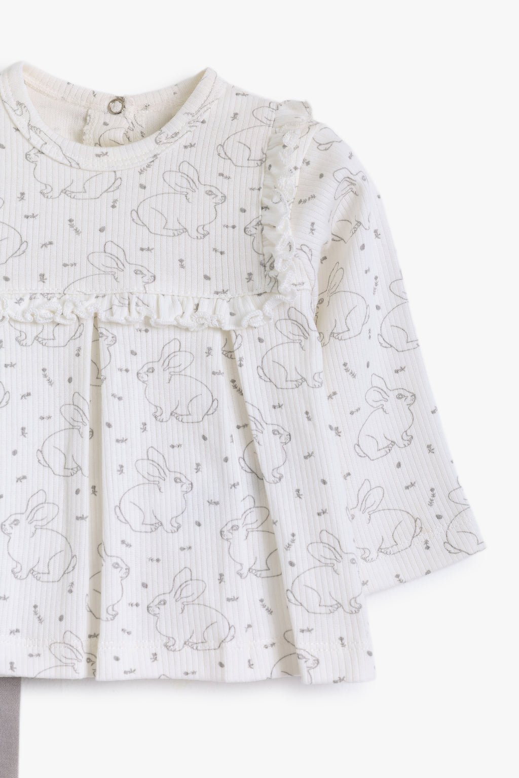 Junior Hello Bunny Peplum Top & Legging Set - Ivory & Grey