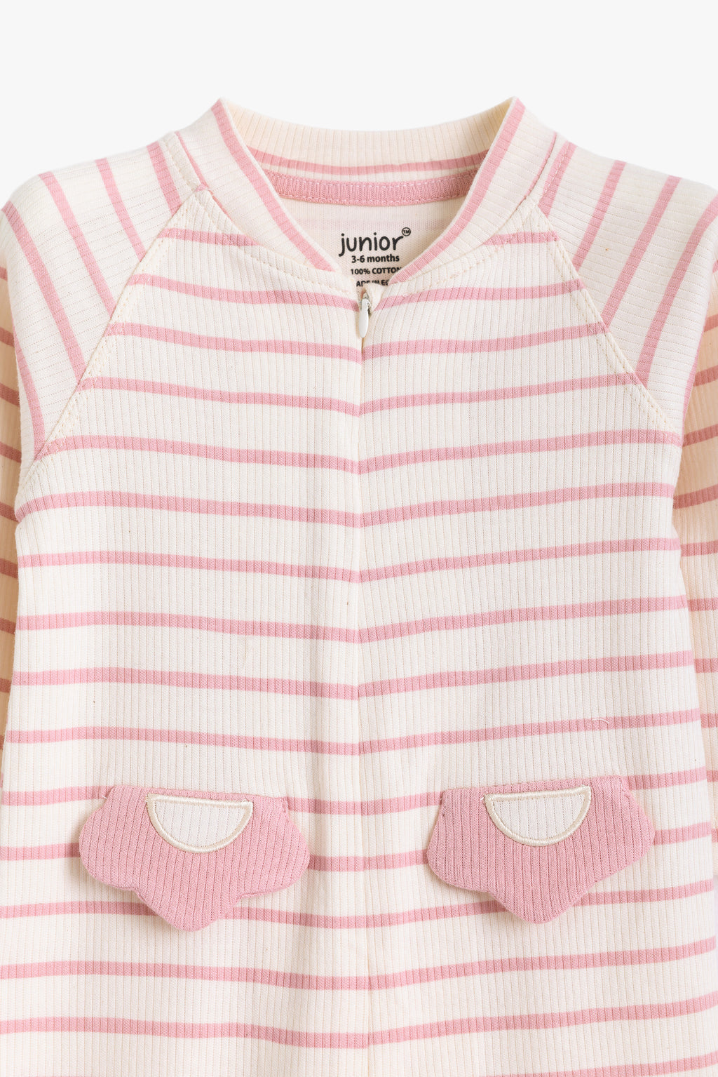 Junior Little Petal Striped Footed Sleepsuit - Pink Stripe