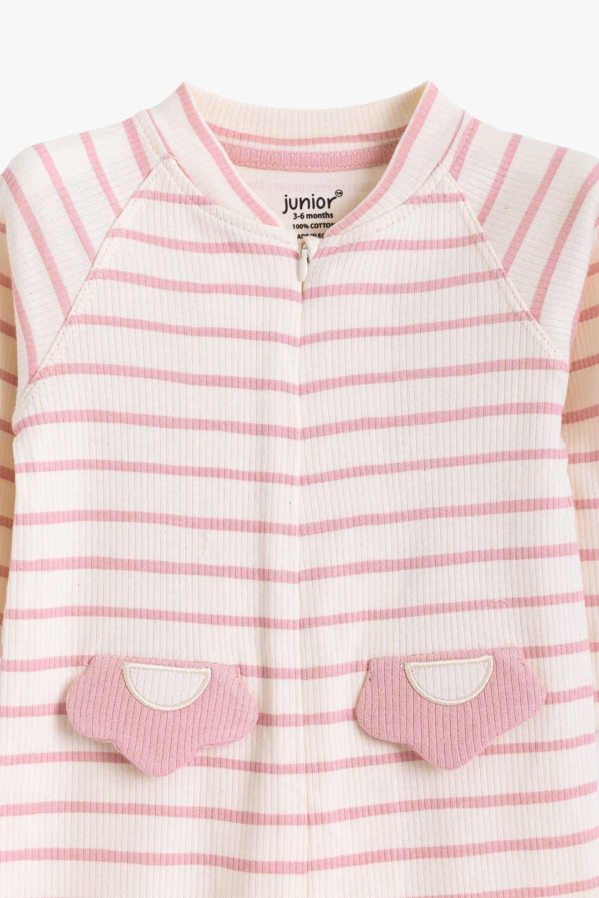 Junior Little Petal Striped Footed Sleepsuit - Pink Stripe