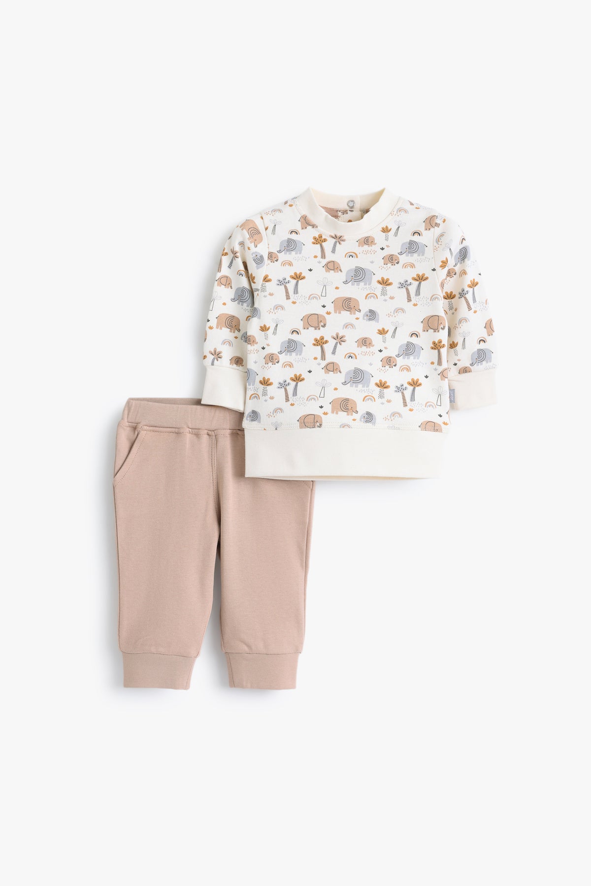 Junior Baby Ele Sweatshirt & Jogger Set - Ivory & Blush