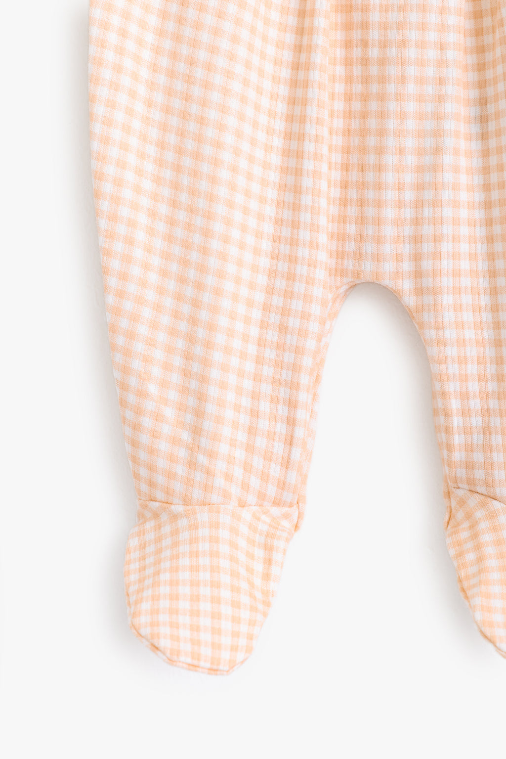 Junior Hello Bunny Collared Footed Sleepsuit - Apricot Gingham