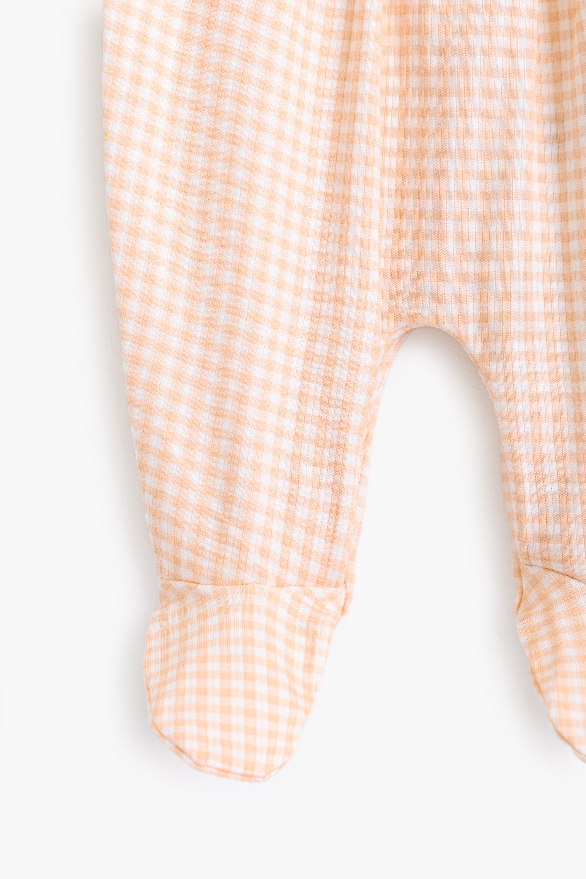 Junior Hello Bunny Collared Footed Sleepsuit - Apricot Gingham