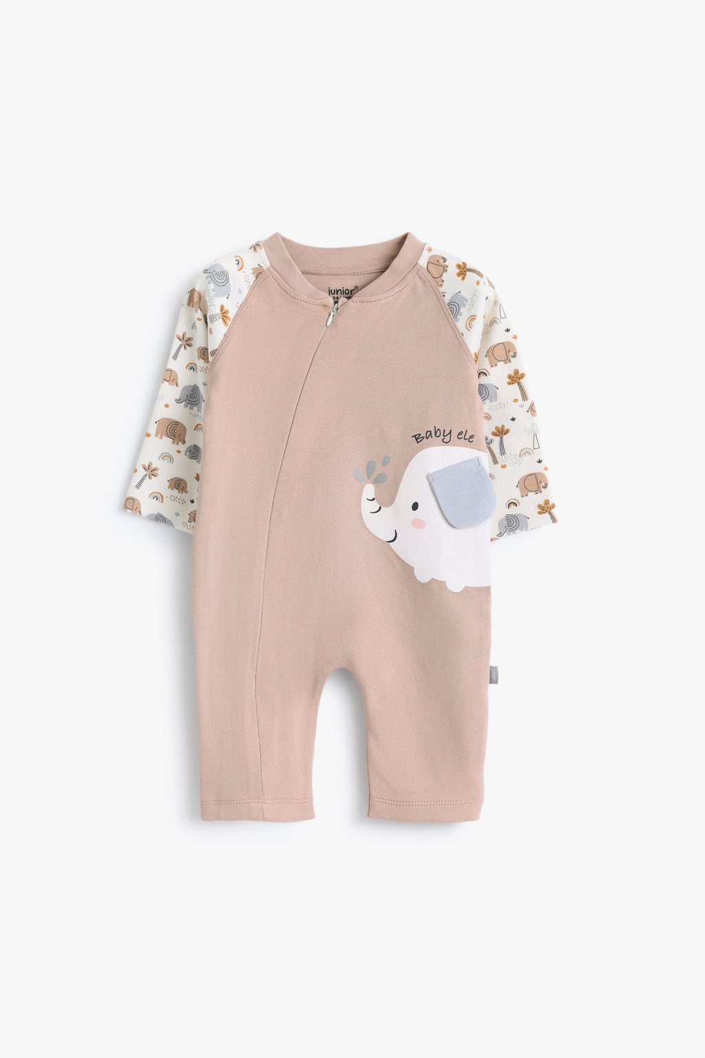 Junior Baby Ele Footed Zip Sleepsuit - Blush