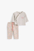 Junior Balloon Party Wrap Top & Footed Bottom Set - Stone & Oat