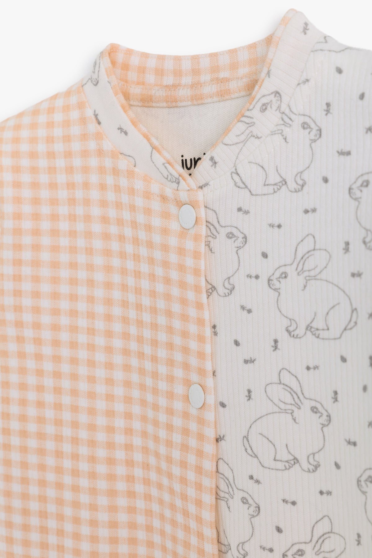 Junior Hello Bunny Colourblock Romper - Apricot Gingham